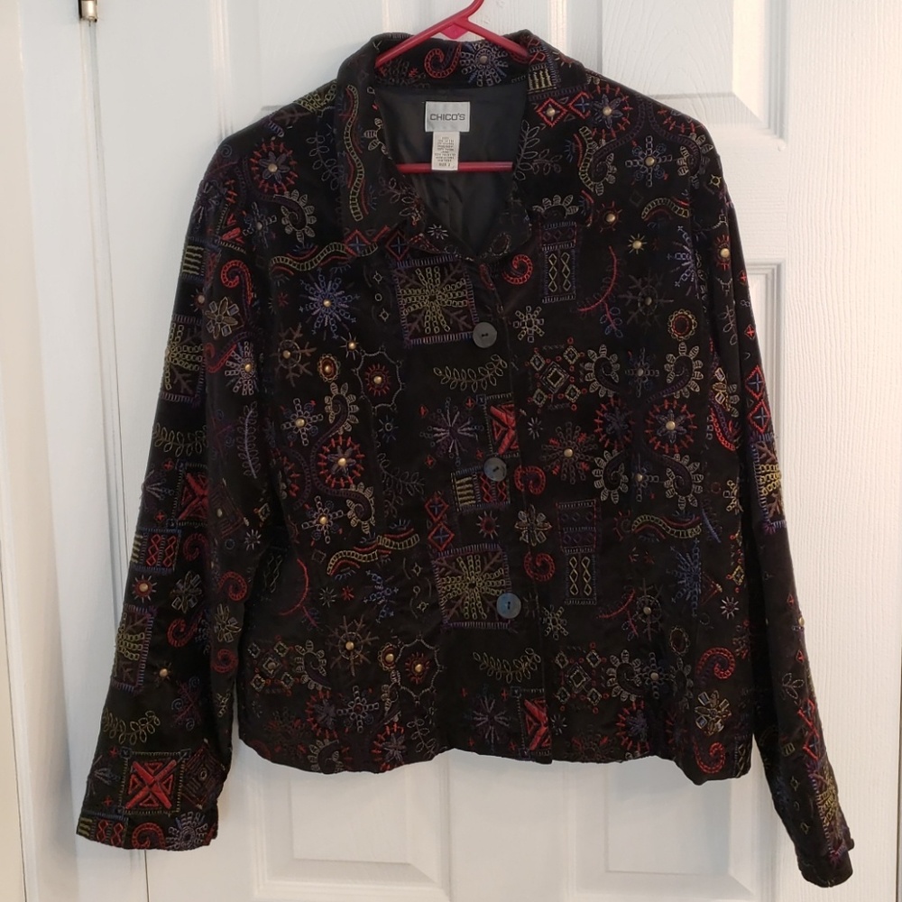 Chico's Black Embroidered Jacket